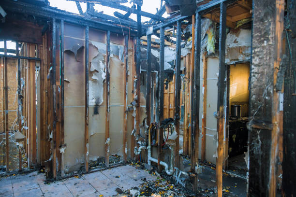 Professional Emergency Fire Damage Restoration technician working in Monticello, WI